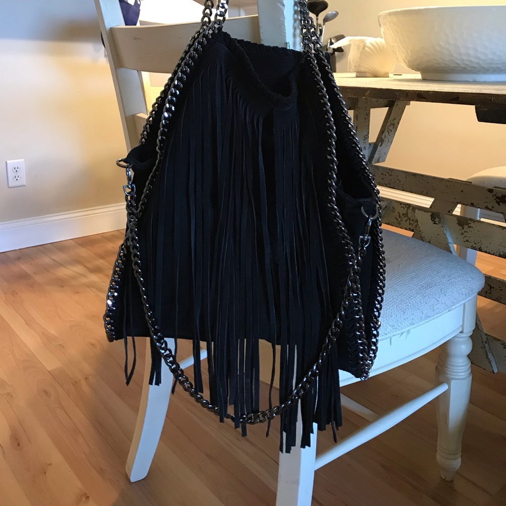 Leather fringe bag